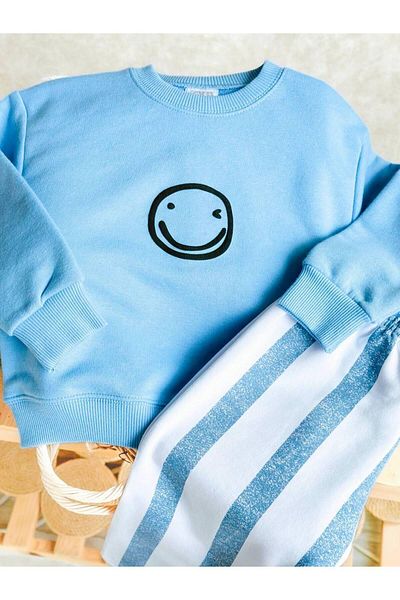 MİO Unlsex Kids 3 Thread Striped Blue Suit Blue