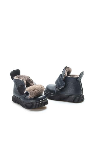 Ayakkabıhane Γνήσιο δέρμα με γούνα εσωτερικά Unisex Navy Blue Velcro Παιδικά Κλασικά Μποτάκια Ah0776911241140