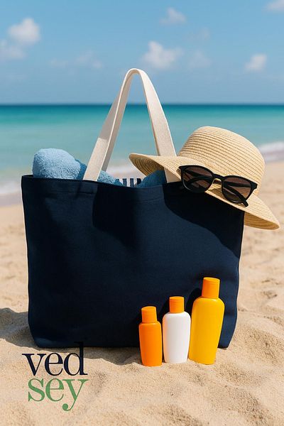 Vedsey Navy Blue Large 60 X 40 X 10 Canvas Multi-Purpose Beach Bag That Can Be Used in Both Directions