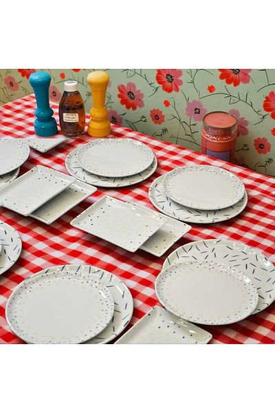 Noah Exclusive Noah Exclutıve (Porland) 18 Piece Porcelain Catering and Breakfast Presentation Set for 6 People