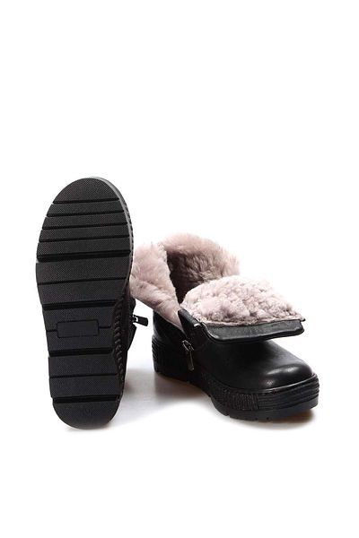 Ayakkabıhane Γνήσιο δέρμα με γούνα εσωτερικά Unisex Παιδικές κλασικές μπότες με ασημί φερμουάρ Ah0776911241125