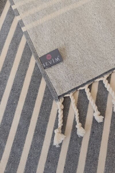 Sevim 100% Cotton Sunbed Towel-Beach & Pool Towel - Beach Cover 80X190 Cm-Anthracite Peshtemal
