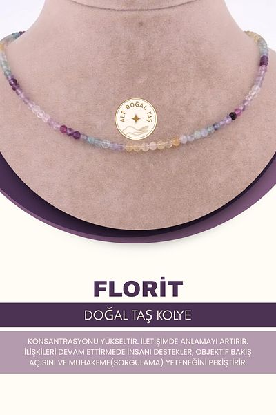 Alp Doğal Taş Fluorite Natural Stone Necklace 3 Mm - M400