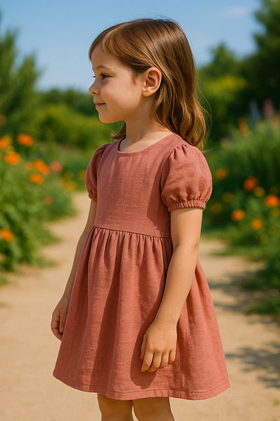 Hilal Akıncı Kids Cotton Linen Basic Dress
