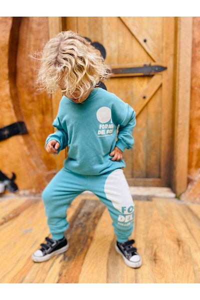 MİO Unisex 3 Thread Turquoise Jersey Del Slogan Team Turquoise