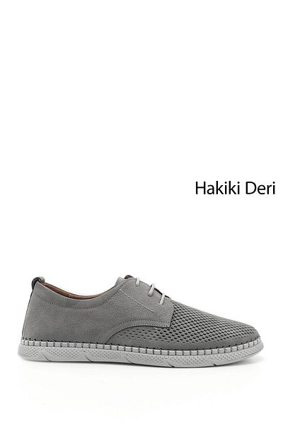 GÖNDERİ(R) Ανδρικά παπούτσια GRAY NUBUCK με κορδόνια από γνήσιο δέρμα Comfort