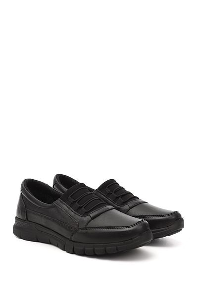 GÖNDERİ(R) Women's Black Wedge Sole Genuine Leather Shoes