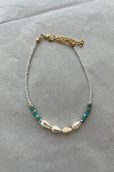 stravis Beaded Seashell Anklet