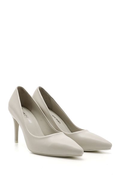 GÖNDERİ(R) Women / Girls Beige Pointed Toe Thin Heeled Genuine Leather Stiletto