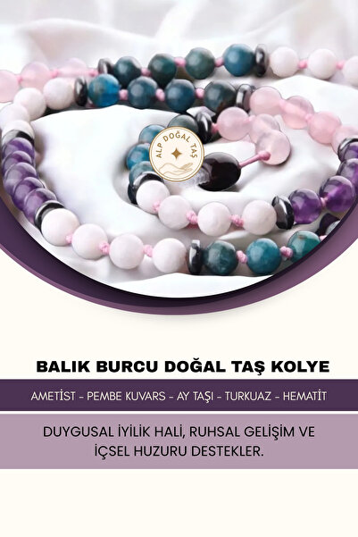 Alp Doğal Taş Balık Burcu Doğal Taş Kolye