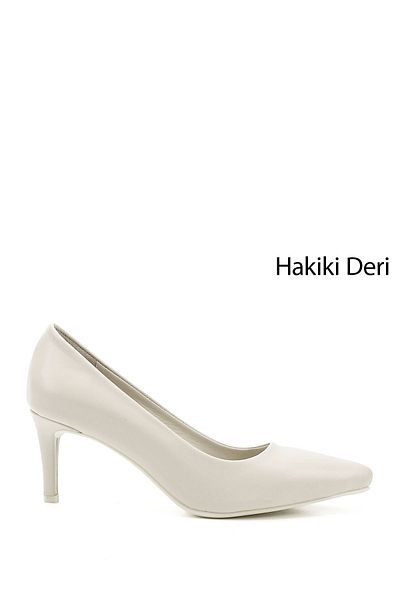 GÖNDERİ(R) Women / Girls Beige Pointed Toe Thin Heeled Genuine Leather Stiletto