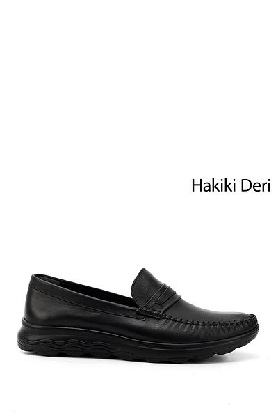 GÖNDERİ(R) Black Heel Genuine Leather Round Toe Casual Men's Shoes 42315