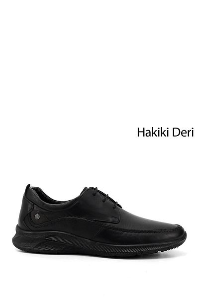 GÖNDERİ(R) Men's Black Lace-Up Genuine Leather Comfort Shoes