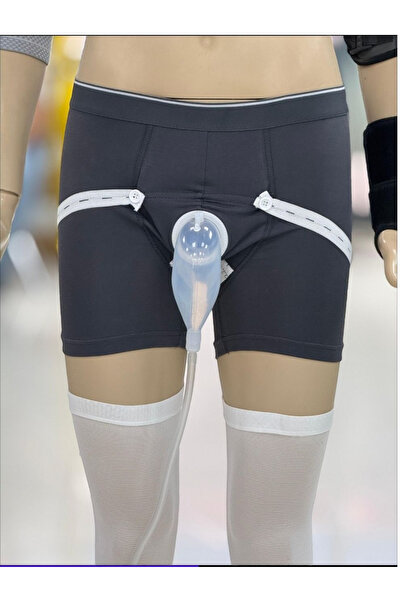 Cml Ayakta Hastalar İçin Silikon Pisuvarlı Hasta Külotu - Boxer Tipi - Erkekler İçin - L Beden