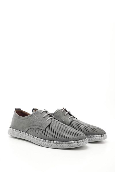 GÖNDERİ(R) Ανδρικά παπούτσια GRAY NUBUCK με κορδόνια από γνήσιο δέρμα Comfort