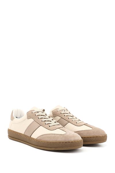 GÖNDERİ(R) Tenis de damă/fete bej cu șireturi din piele naturală