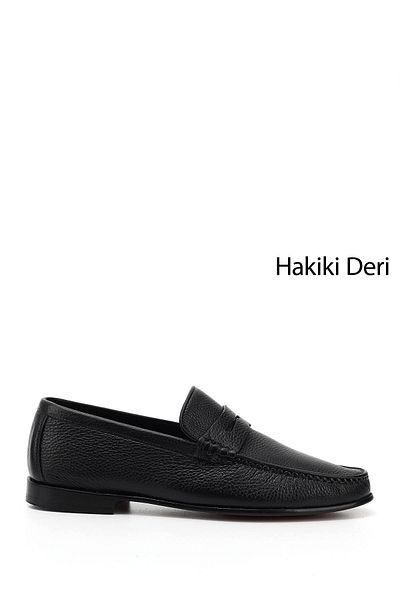 GÖNDERİ(R) Men's Black Leather Sole Genuine Leather Loafer Shoes
