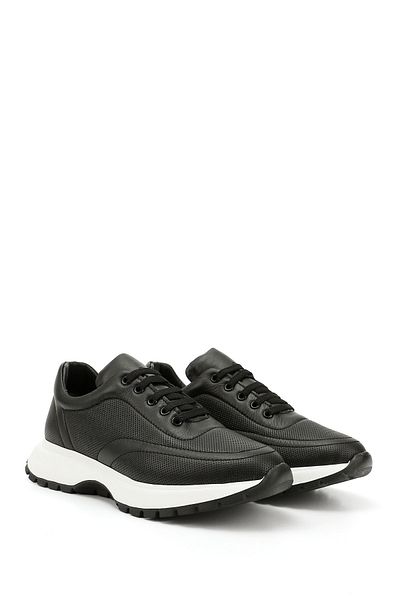 GÖNDERİ(R) Women/Girls Black Rubber Laced Genuine Leather Sneaker