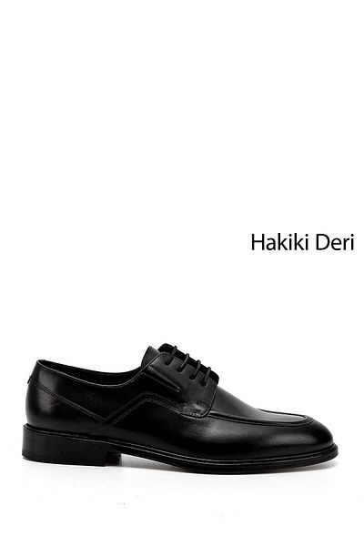 GÖNDERİ(R) Men's Black Laced Leather Sole Genuine Leather Classic Shoes