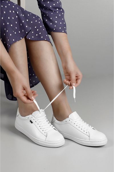 GÖNDERİ(R) Γυναικείο Sneaker από Γνήσιο Δερμάτινο Λευκό Lace-Up Thermo Sole