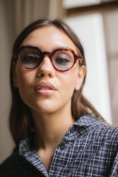 Bilge Karga Linda Leopard Blue Sunglasses