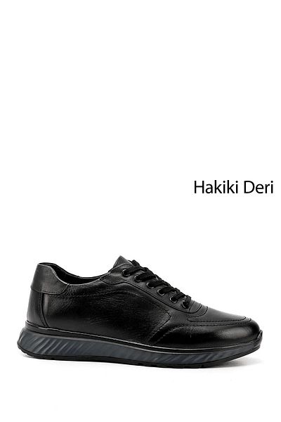GÖNDERİ(R) Schwarzer Gön Echtleder-Schnürschuh mit Gelsohle für Herren, Freizeit-Sneaker 01251