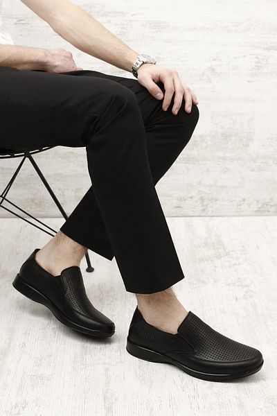 GÖNDERİ(R) Men's Black Genuine Leather Comfort Shoes