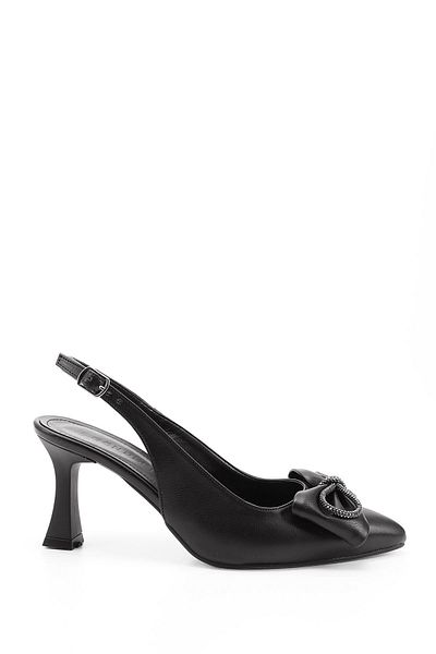 GÖNDERİ(R) Women / Girls Black Pointed Toe Goblet Heel Slingback Shoes