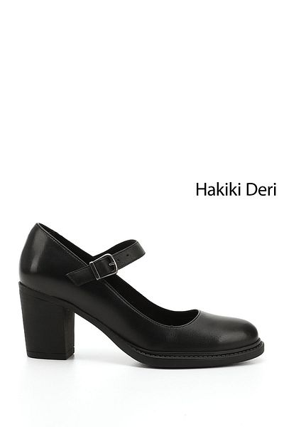 GÖNDERİ(R) Women/Girls Black Thick Heeled Mary Jane Genuine Leather Shoes