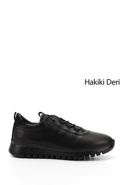 GÖNDERİ(R) Tenis din piele naturală cu șireturi din cauciuc negru pentru femei/fete
