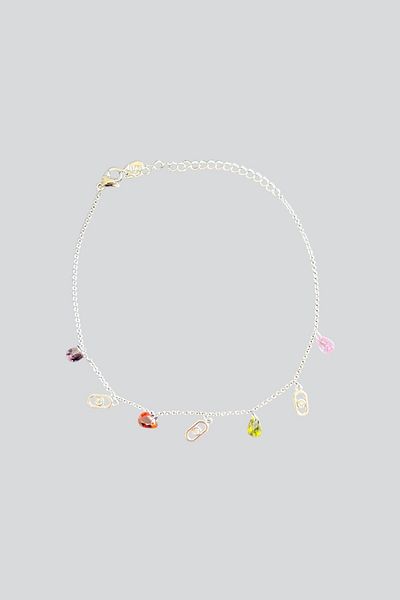 stravis Silver Color Charm Anklet