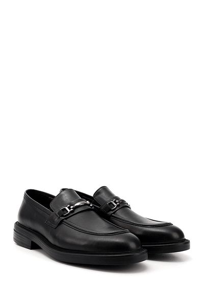 GÖNDERİ(R) Men's Black Buckle Genuine Leather Loafer Shoes