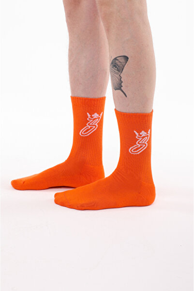 SaintGreyHills جوارب سانت متوسطة الطول للجنسين باللون البرتقالي
