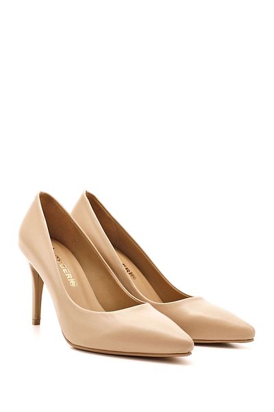 GÖNDERİ(R) Women / Girls Nude Pointed Toe Thin Heels Genuine Leather Stiletto