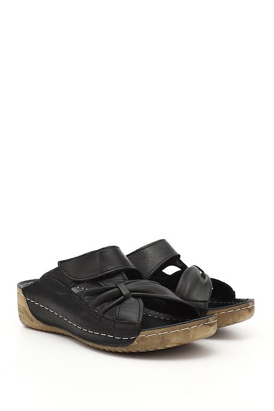 GÖNDERİ(R) Papuci de damă cu talpă cu umplutură din piele naturală Black Heart 42350