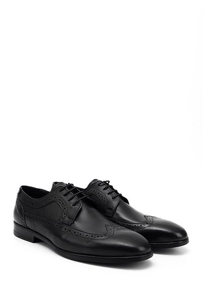 GÖNDERİ(R) Men's Black Lace-Up Genuine Leather Classic Shoes