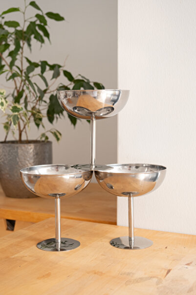 Beige & Stone Metal High Footed 13 cm Cookie Presentation Glass