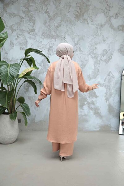 Neva Style Buttoned Biscuit Hijab Double Set 44661Bs