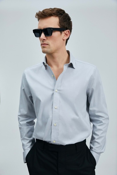 Lufian 111010633 Danıel Men's Basic Shirt Regular Fit Men's Shirt Gray