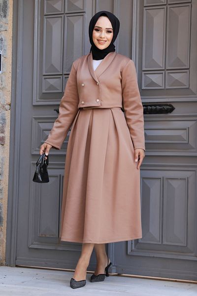 Neva Style Jacket Camel Hijab Skirt Double Suit 681C