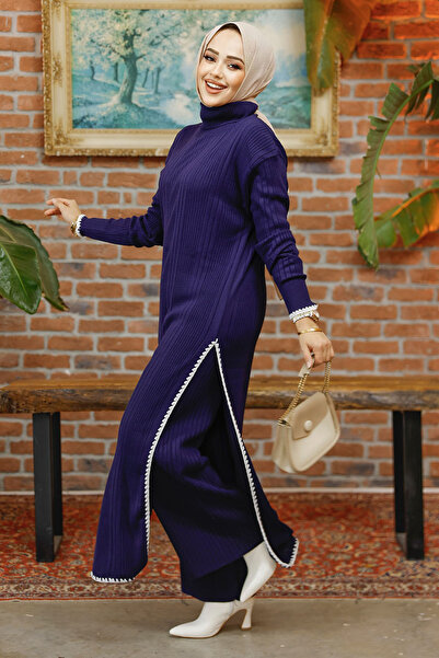 Neva Style ملابس تريكو باللون الأزرق الداكن 35971L - طقم حجاب