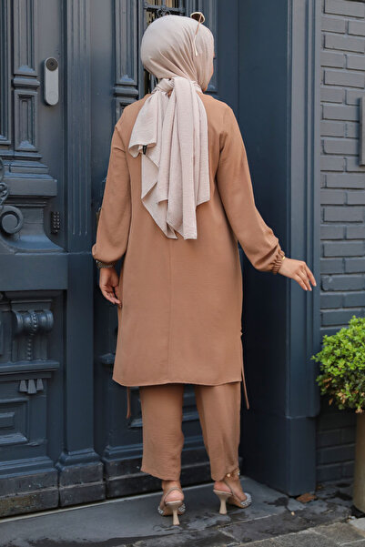 Neva Style Σετ Hijab Camel Διπλό - 65876C