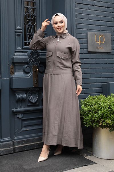 N.S NEVA STYLE Jacketed Mink Hijab Skirt Double Suit 44723V