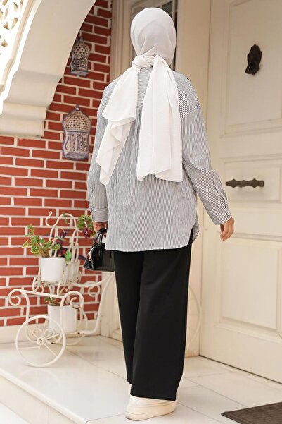 Neva Style Black Hijab Sweater Double Set - 20084S