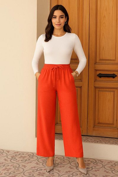 Neva Style Ανοιχτό κόκκινο ασημί παντελόνι Hijab - 18193AK
