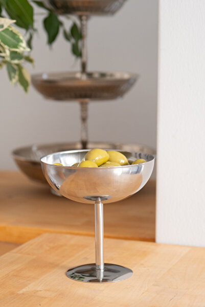 Beige & Stone Metal High Footed 13 cm Cookie Presentation Glass