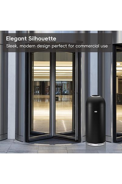 EKO Eternal Series | Fingerprint-resistant | Open-top Commercial Trash Bin | Matte Black | 52l