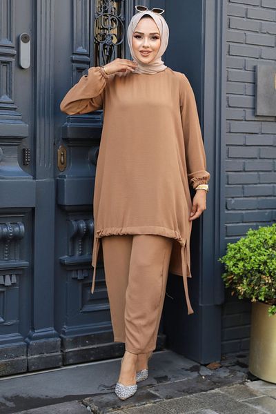 Neva Style Hijab Camel Double Set - 65876C
