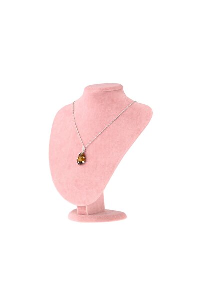 OSMANLI DEĞERLİ TAŞ Sertifikalı Kaplan Gözü Doğaltaş Kolye Ucu, Gümüş Zincirle Beraber M429