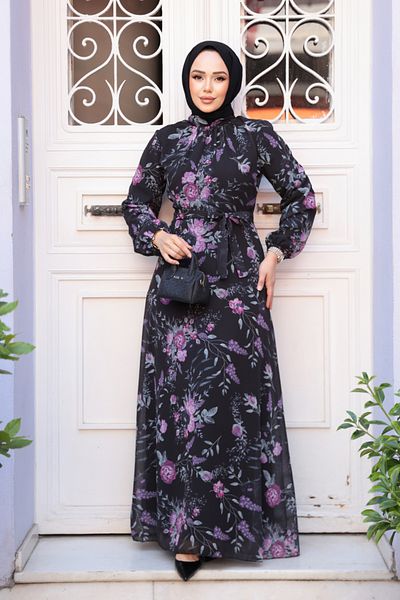 Neva Style Φόρεμα Hijab με φλοράλ μοτίβο 27960S